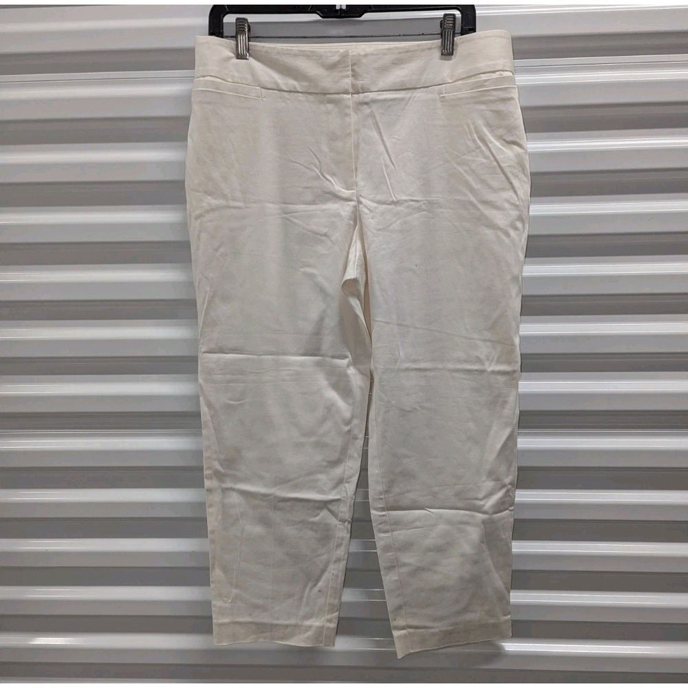 Coastal Quiet Luxury Ivory Capri Pants Petite 12P Minimalist Chic NWT